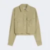 Chemise carrée en coton panama, vert olive Chemise carrée en coton panama, vert olive
