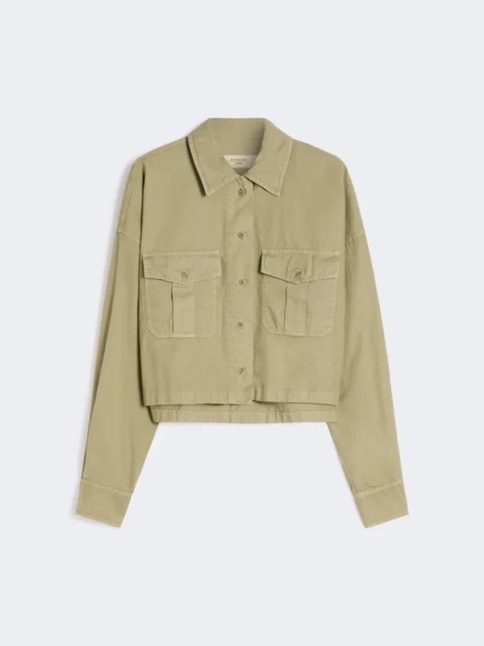 Chemise carrée en coton panama, vert olive Chemise carrée en coton panama, vert olive
