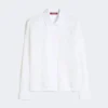 Chemise carrée en toile de ramie brodée, blanche Chemise carrée en toile de ramie brodée, blanche