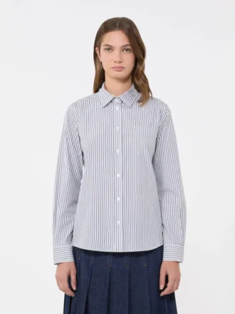 Chemise classique en coton, bleu marine