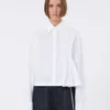 Chemise courte en popeline avec plis asymétriques, blanc optique Chemise courte en popeline avec plis asymétriques, blanc optique