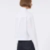 Chemise courte en popeline avec plis asymétriques, blanc optique Chemise courte en popeline avec plis asymétriques, blanc optique