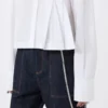 Chemise courte en popeline avec plis asymétriques, blanc optique Chemise courte en popeline avec plis asymétriques, blanc optique