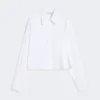 Chemise courte en popeline avec plis asymétriques, blanc optique Chemise courte en popeline avec plis asymétriques, blanc optique