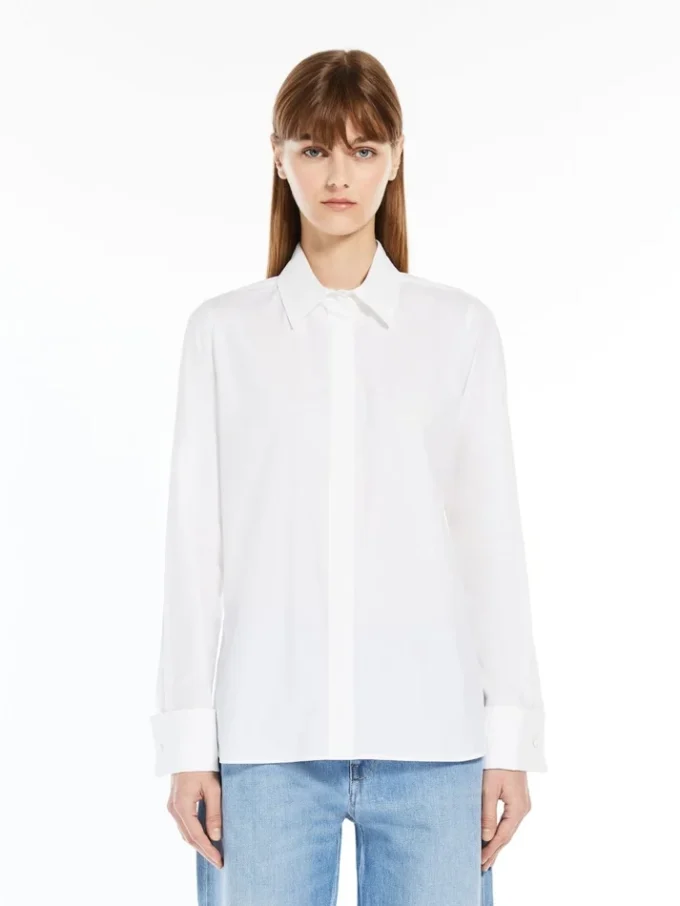 Chemise en coton avec logo, blanc optique Chemise en coton avec logo, blanc optique