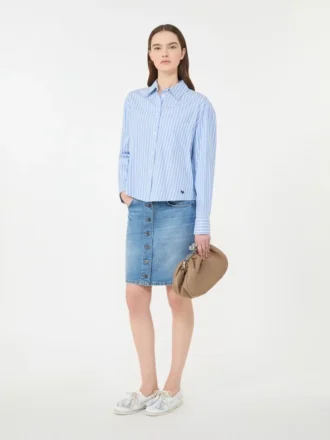 Chemise en coton oxford rayée, bleu clair