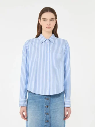 Chemise en coton oxford rayée, bleu clair