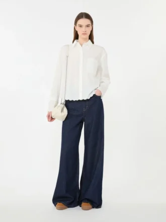 Chemise en coton à poche poitrine, ivoire