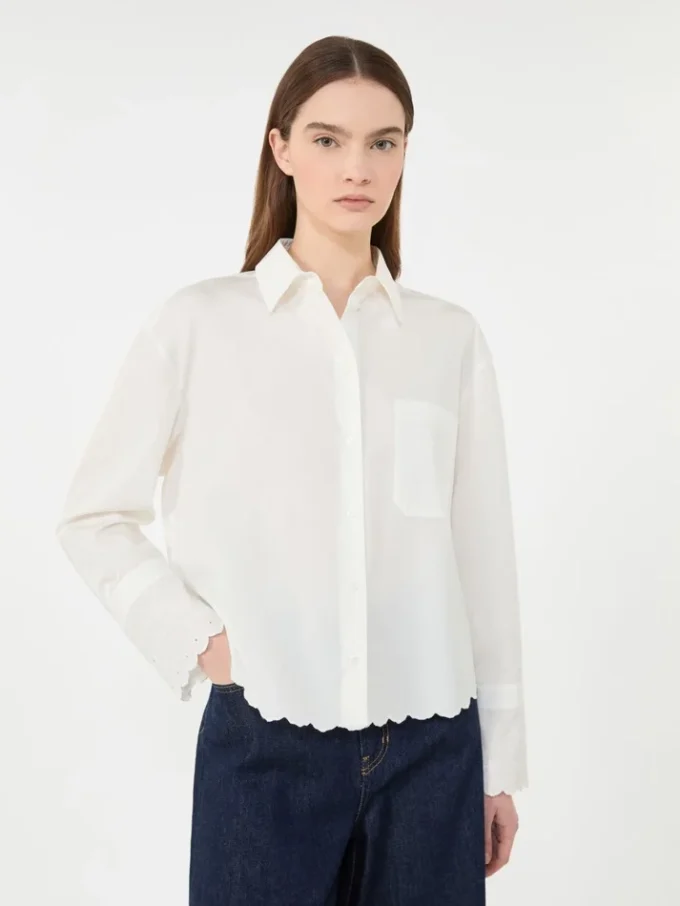 Chemise en coton à poche poitrine, ivoire Chemise en coton à poche poitrine, ivoire