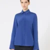 Chemise en crêpe de Chine de soie, bleu barbeau Chemise en crêpe de Chine de soie, bleu barbeau