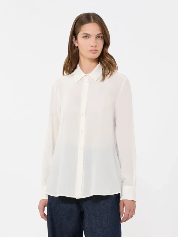 Chemise en crêpe de Chine de soie, ivoire Chemise en crêpe de Chine de soie, ivoire