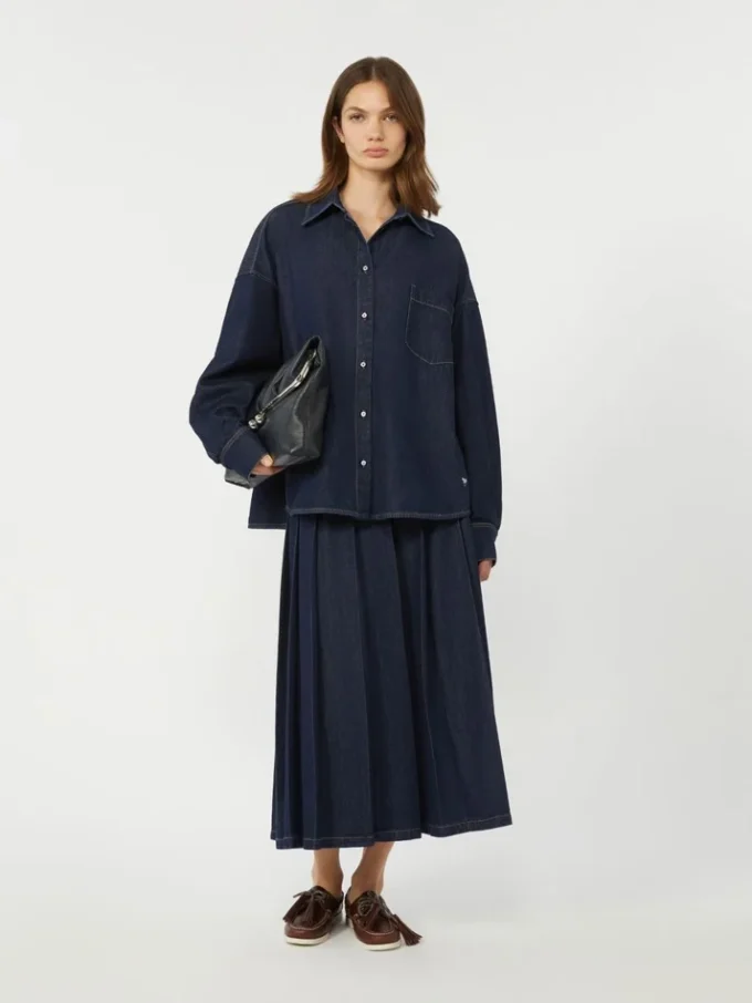 Chemise en denim de coton, bleu marine Chemise en denim de coton, bleu marine
