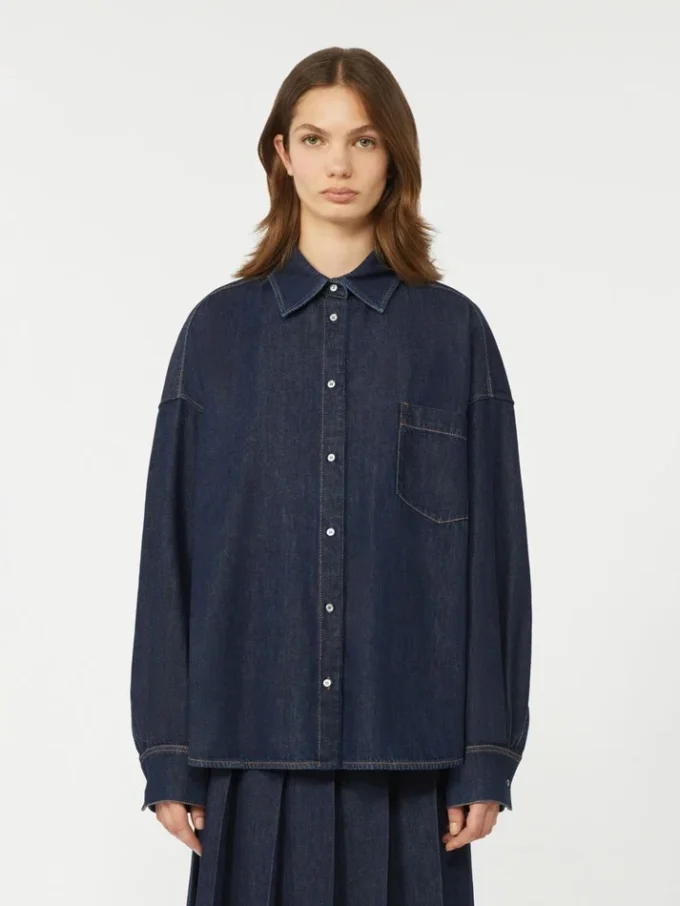 Chemise en denim de coton, bleu marine Chemise en denim de coton, bleu marine