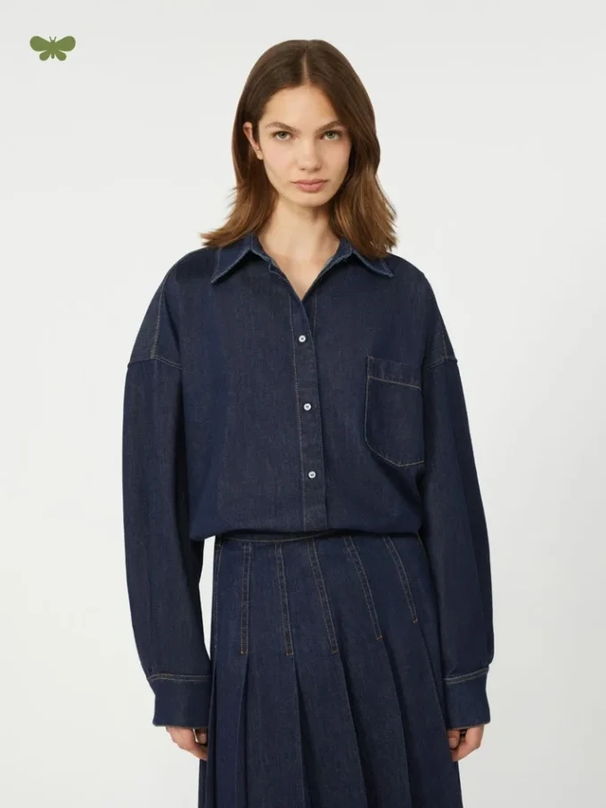 Chemise en denim de coton, bleu marine Chemise en denim de coton, bleu marine