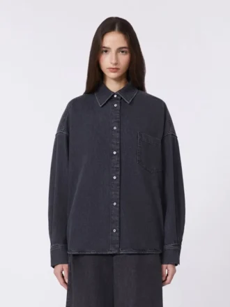 Chemise en denim de coton, noire