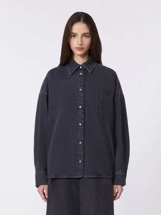Chemise en denim de coton, noire Chemise en denim de coton, noire