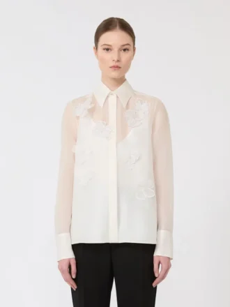 Chemise en organza de soie, blanche