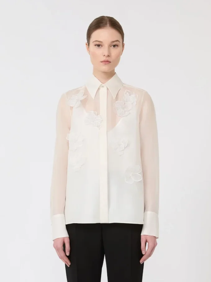 Chemise en organza de soie, blanche Chemise en organza de soie, blanche