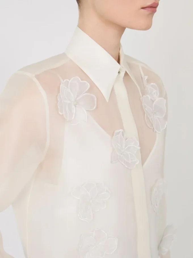 Chemise en organza de soie, blanche Chemise en organza de soie, blanche