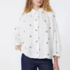 Chemise en popeline avec broderies, blanche Chemise en popeline avec broderies, blanche