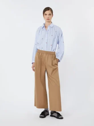 Chemise en popeline avec broderies, bleu clair
