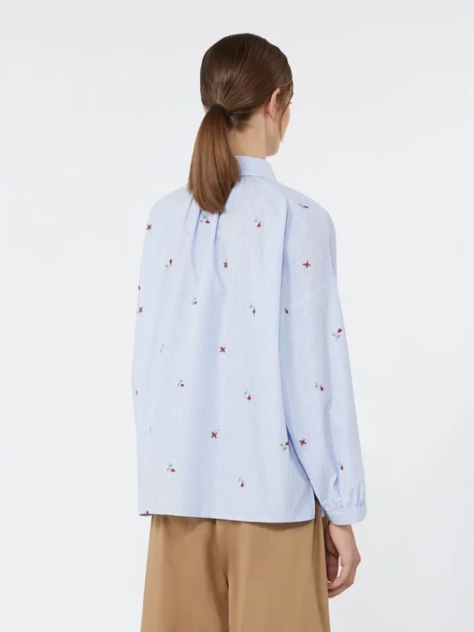 Chemise en popeline avec broderies, bleu clair Chemise en popeline avec broderies, bleu clair
