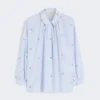Chemise en popeline avec broderies, bleu clair Chemise en popeline avec broderies, bleu clair
