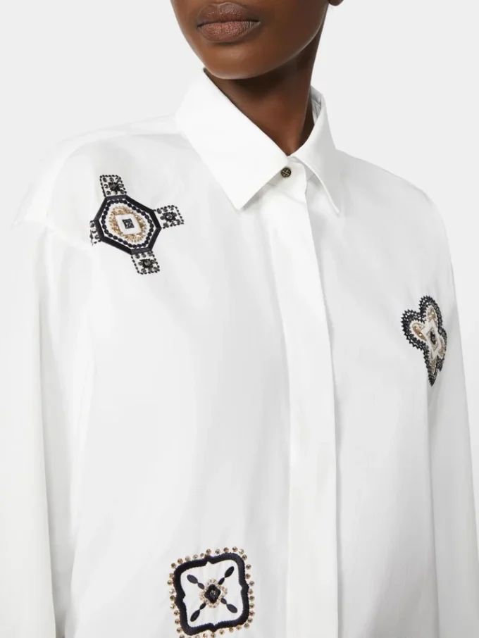 Chemise en popeline brodée, blanc optique Chemise en popeline brodée, blanc optique