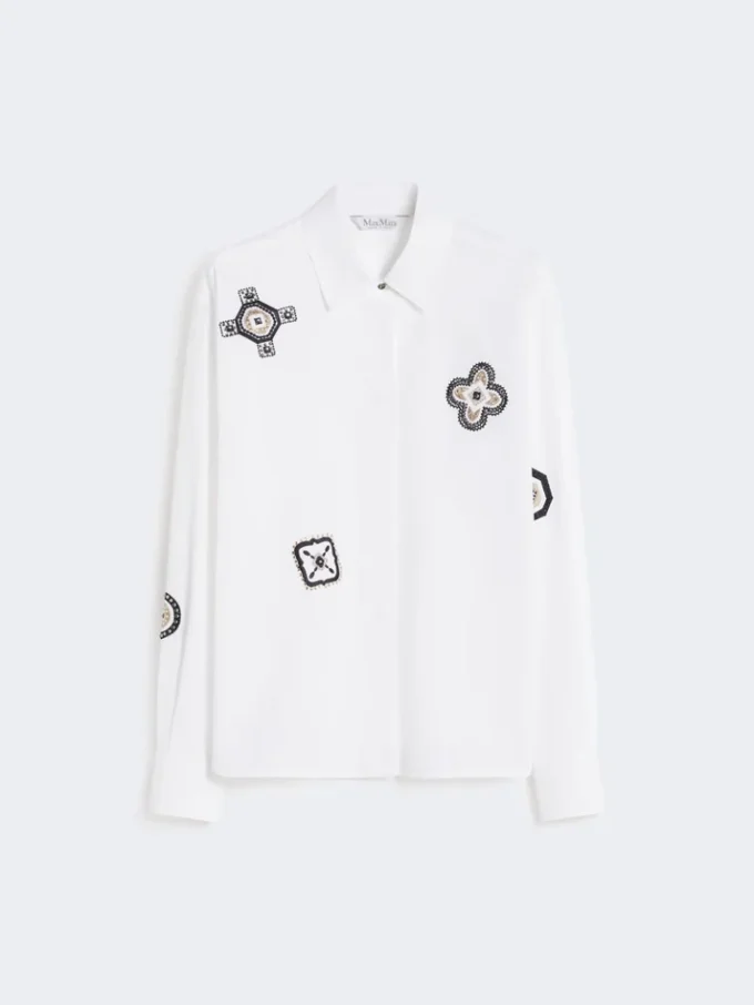 Chemise en popeline brodée, blanc optique Chemise en popeline brodée, blanc optique