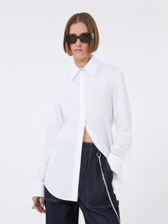 Chemise en popeline de coton, blanc optique