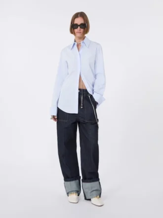 Chemise en popeline de coton, bleu avio