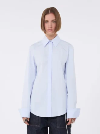 Chemise en popeline de coton, bleu avio