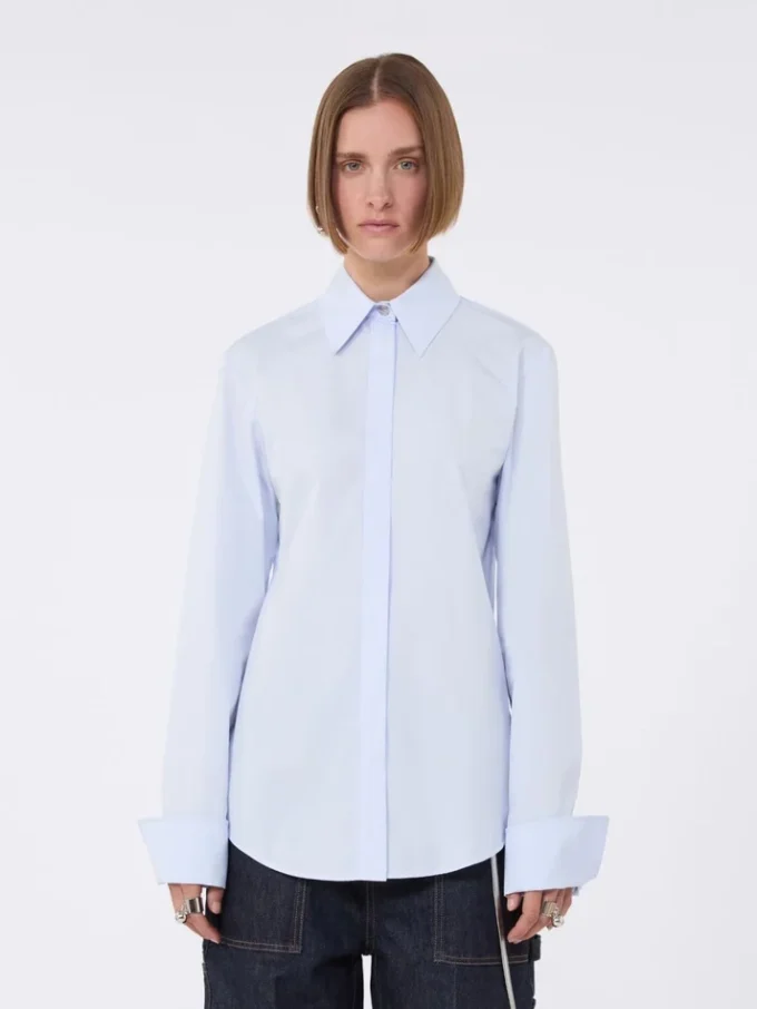 Chemise en popeline de coton, bleu avio Chemise en popeline de coton, bleu avio