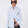 Chemise en popeline de coton, bleu avio Chemise en popeline de coton, bleu avio