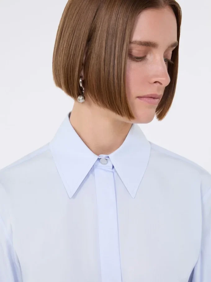 Chemise en popeline de coton, bleu avio Chemise en popeline de coton, bleu avio