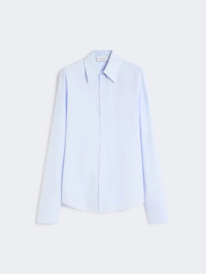 Chemise en popeline de coton, bleu avio Chemise en popeline de coton, bleu avio