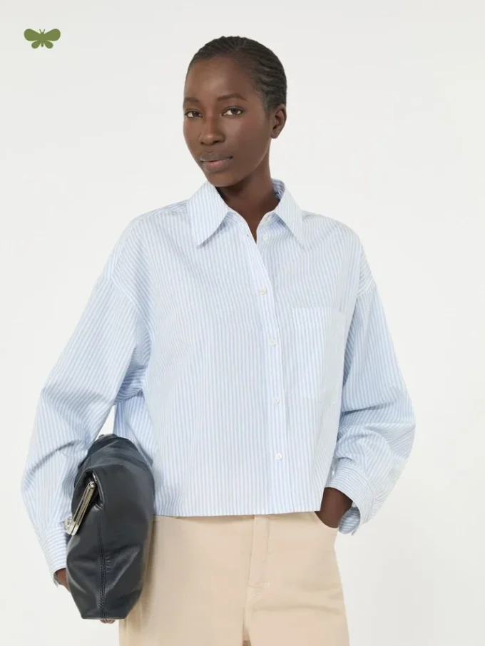 Chemise en popeline de coton, bleu clair Chemise en popeline de coton, bleu clair