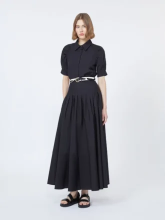 Chemise en popeline de coton, noire