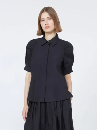 Chemise en popeline de coton, noire