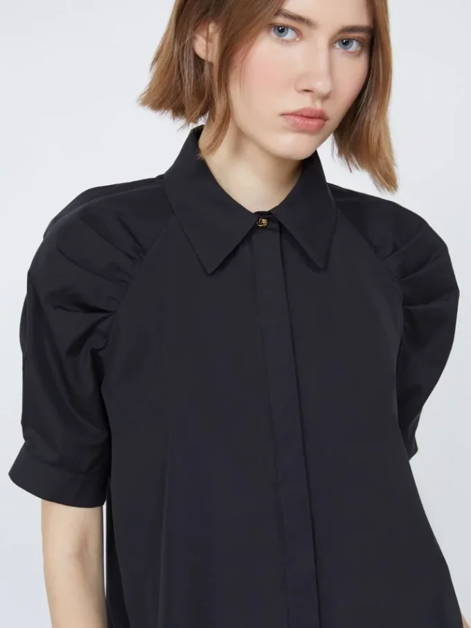 Chemise en popeline de coton, noire Chemise en popeline de coton, noire