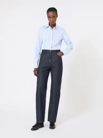 Chemise en popeline rayée, bleu clair