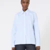 Chemise en popeline rayée, bleu clair