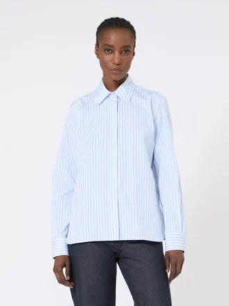Chemise en popeline rayée, bleu clair