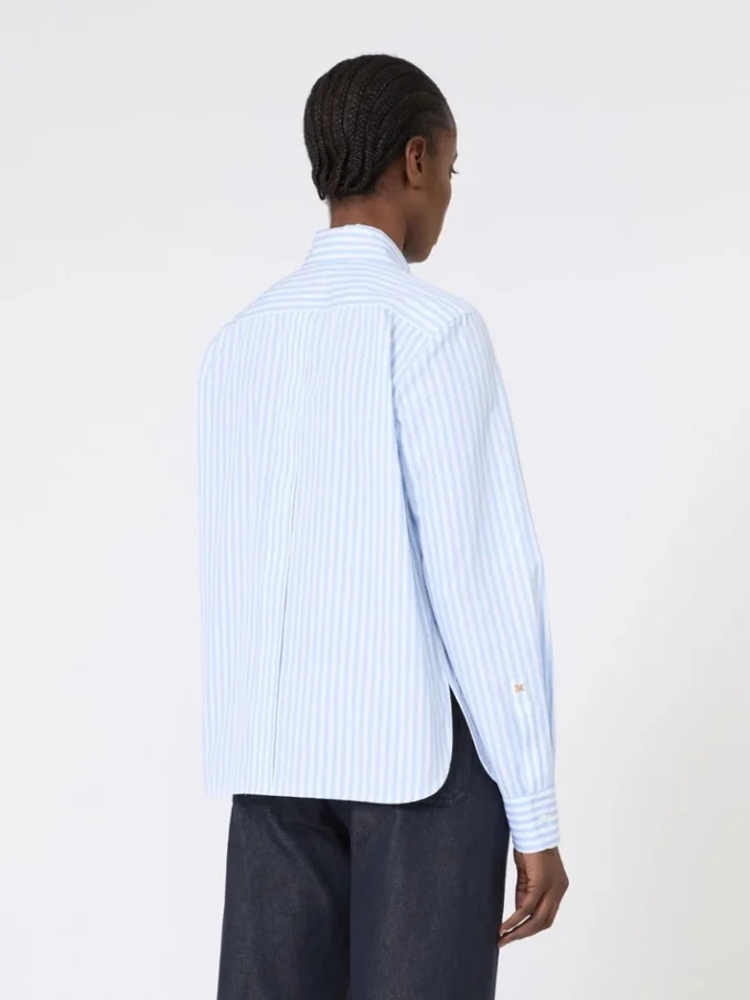 Chemise en popeline rayée, bleu clair