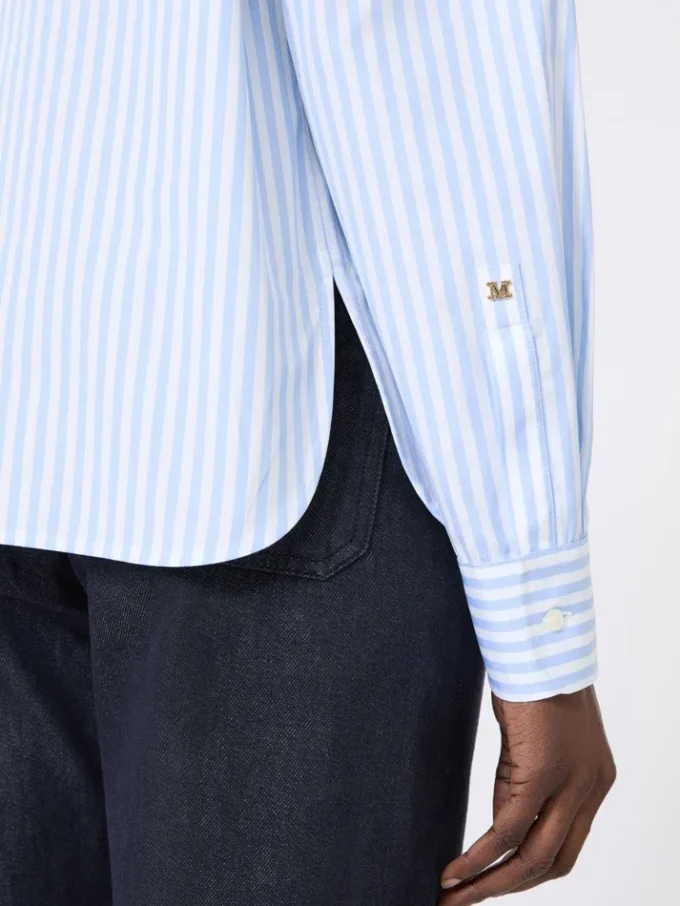 Chemise en popeline rayée, bleu clair