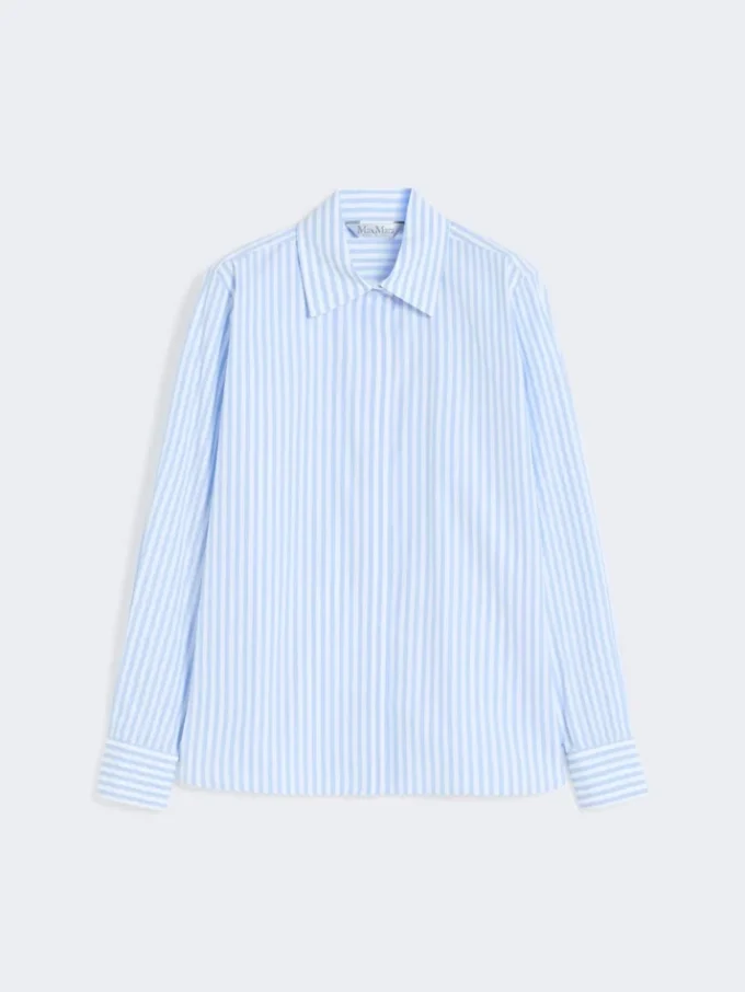 Chemise en popeline rayée, bleu clair