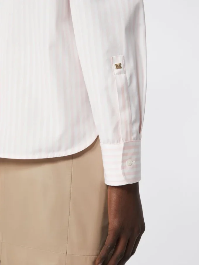 Chemise en popeline rayée, rose