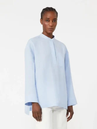 Chemise en pur lin, bleu clair