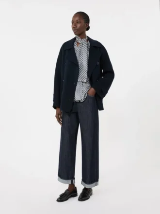Chemise en soie imprimée, bleu nuit