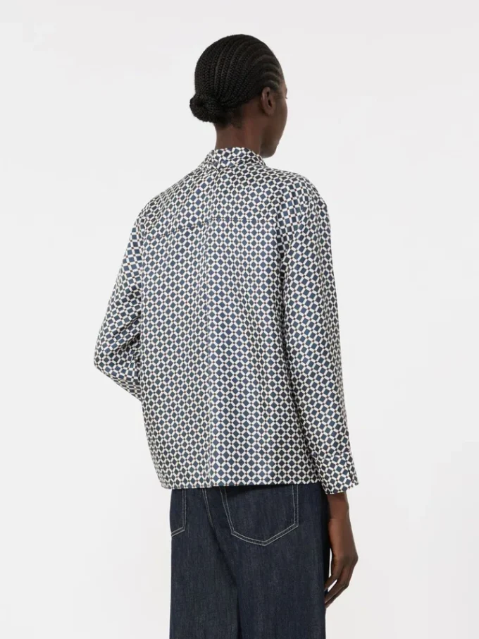 Chemise en soie imprimée, bleu nuit Chemise en soie imprimée, bleu nuit